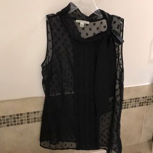 BR sleeveless black sheer blouse with side zipper
